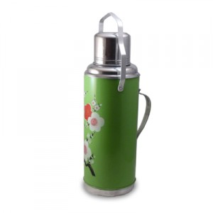 Thermos 1,2L vert à fleurs de pommier